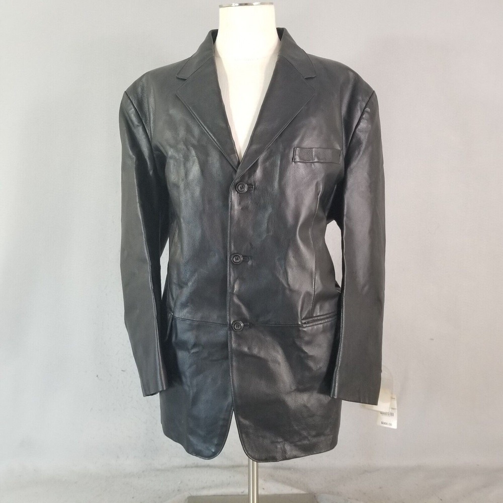 J. Ferrar Leather jacket sports coat men's XL extra large Black NEW